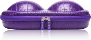 Bra Case Premium Lingerie Travel Bag Zip Underwear Organizer Bag for A-C Cup (Crocodile Pattern, Purple)