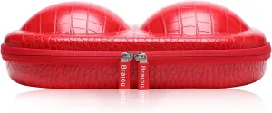 Bra Case Premium Lingerie Travel Bag Zip Underwear Organizer Bag for A-C Cup (Crocodile Pattern, Red)