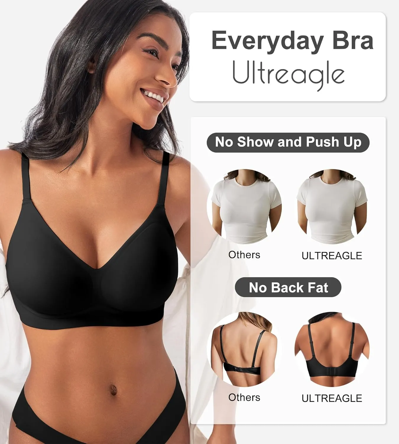 Bras for Women No Underwire - Womens Bralettes Seamless Wireless Padded Bra Comfortable Tshirt Bras