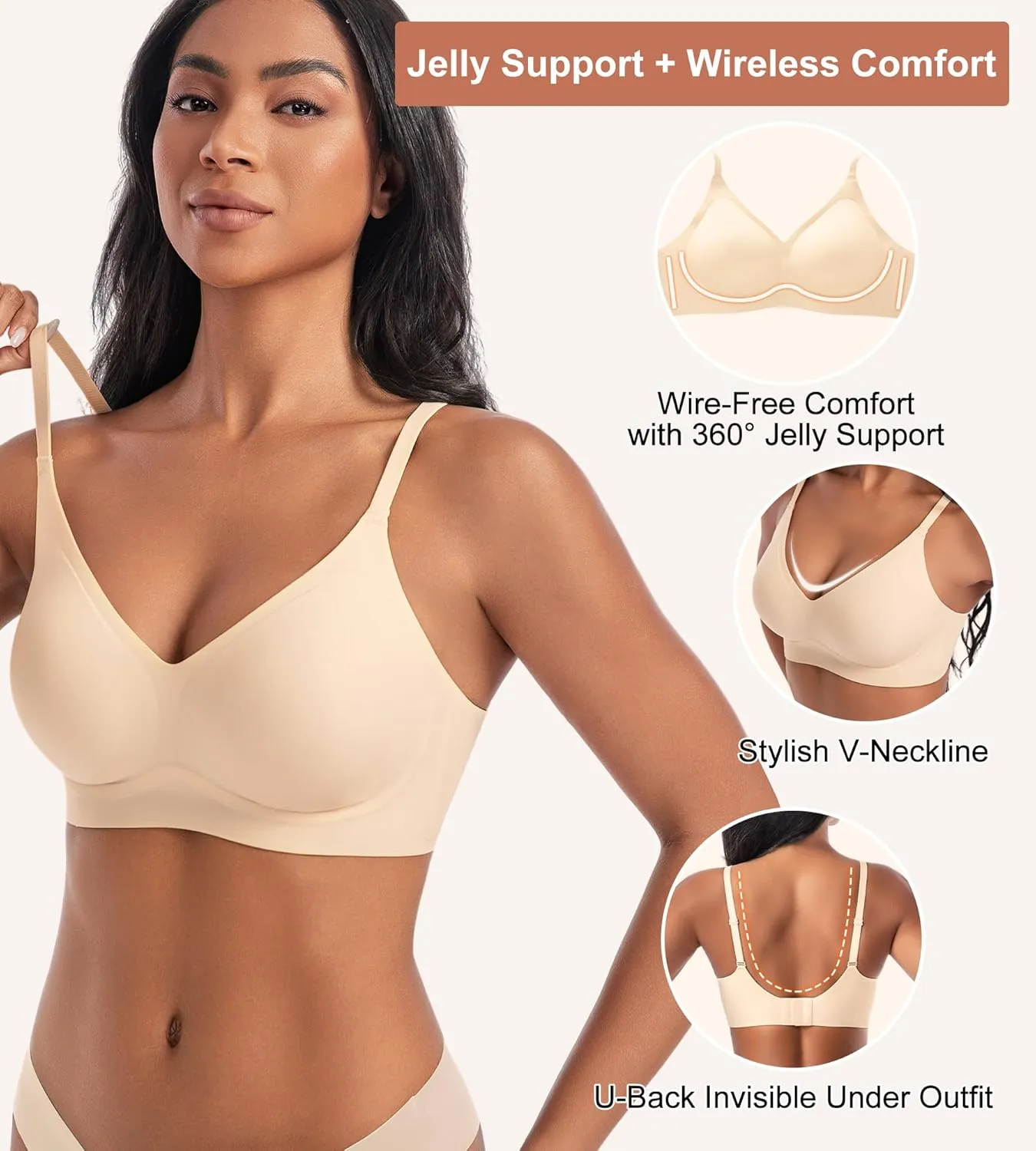 Bras for Women No Underwire - Womens Bralettes Seamless Wireless Padded Bra Comfortable Tshirt Bras