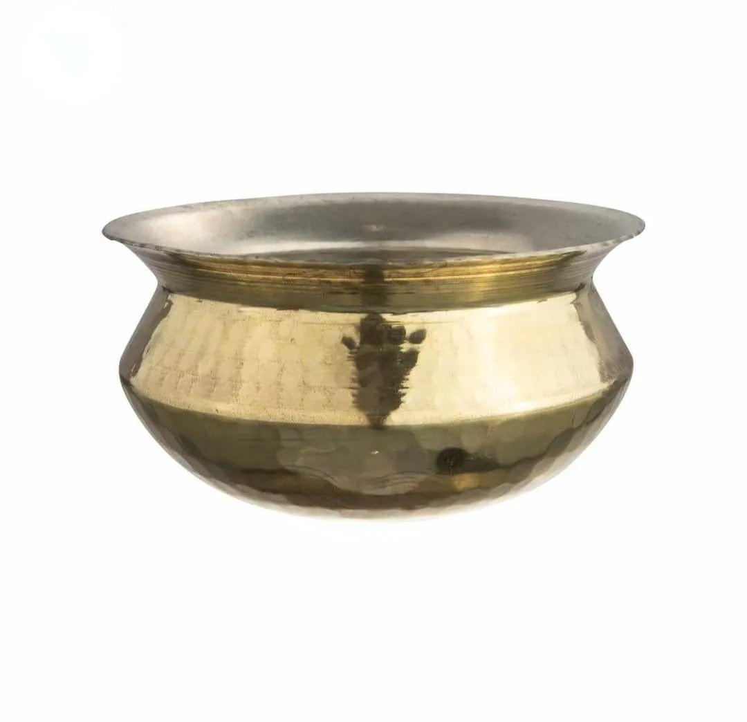 Brass Hammered Cooking Handi / Sipri, 11", 4 Liter's, Brass Kitchenware, Tin Coating