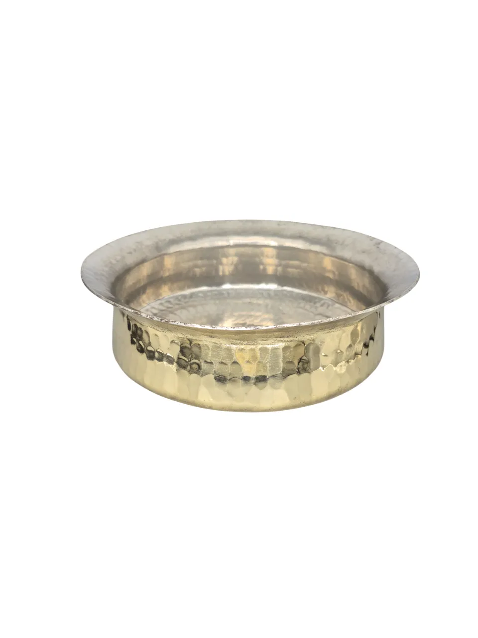 Brass Hammered Lagaan for Cooking with Tin Lined, 10" Round, 2 Liter's, Traditional Cookware
