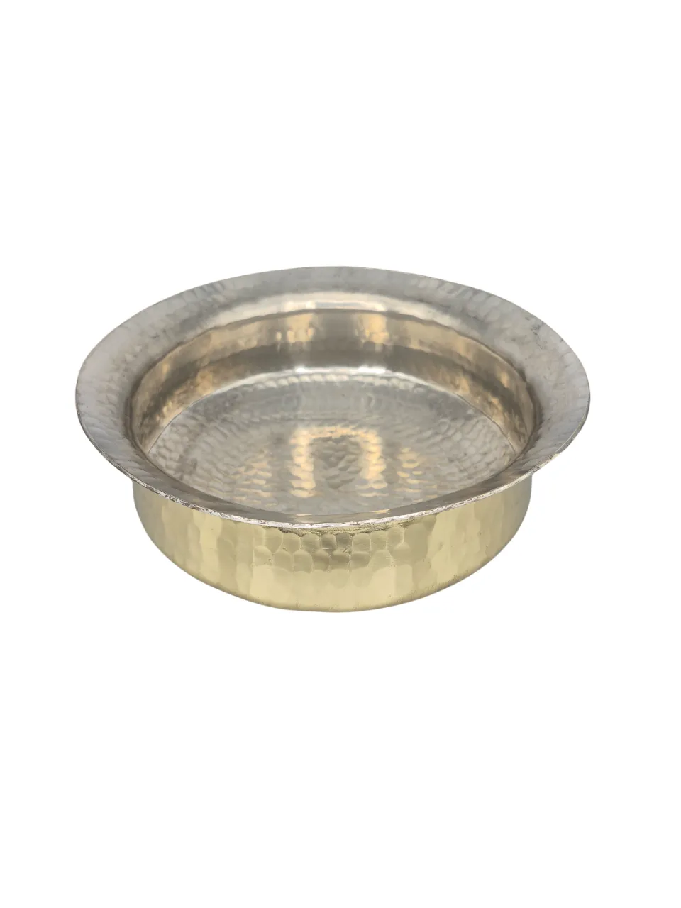 Brass Hammered Lagaan for Cooking with Tin Lined, 10" Round, 2 Liter's, Traditional Cookware