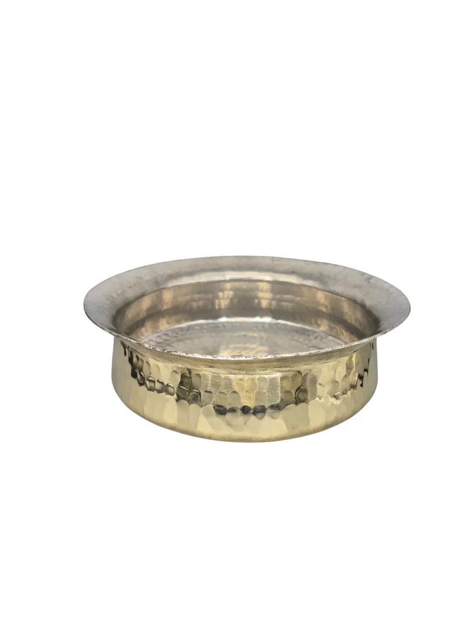 Brass Hammered Lagaan for Cooking with Tin Lined, 10" Round, 2 Liter's, Traditional Cookware