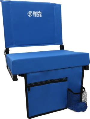 BRAWNTIDE Wide Stadium Seat - Extra Thick Cushion, Great Back Support, Lightweight Chair, Multiple Storage Pockets, Compact, Ideal for Sporting Events