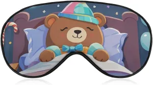 Breathable Eye Mask Sleeping Bear Dreams Printed Soft Sleep Eye Masks with Adjustable Strap Eye Cover Eye Patches Light Blocking Eyemask for Office Nap Travel