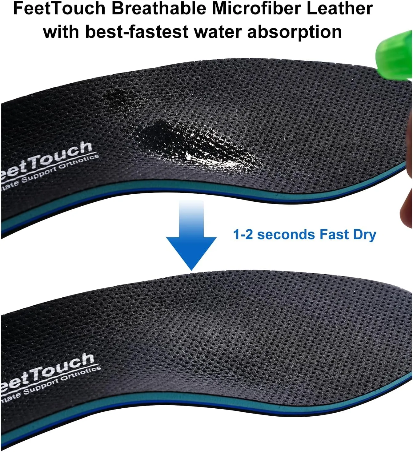 Breathable Leather Orthotics Strong Arch Support Inserts Best Shock Absorption Soft Poron Inserts for Plantar Fasciitis High Water-Absorption Insoles Relieve Foot Pain