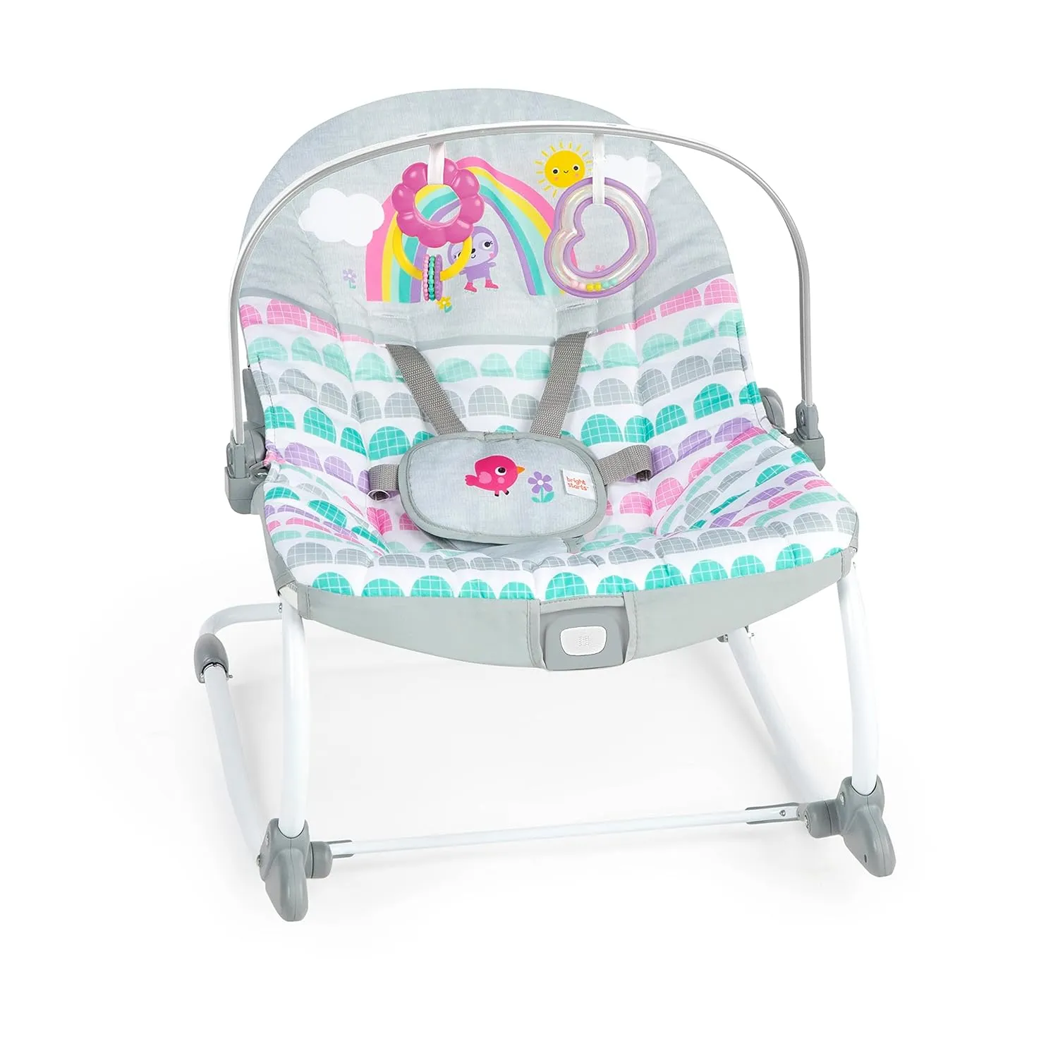 Bright Starts Rosy Rainbow Infant to Toddler Rocker with Vibrations, Baby Seat for Girl or Boy, Newborn  
