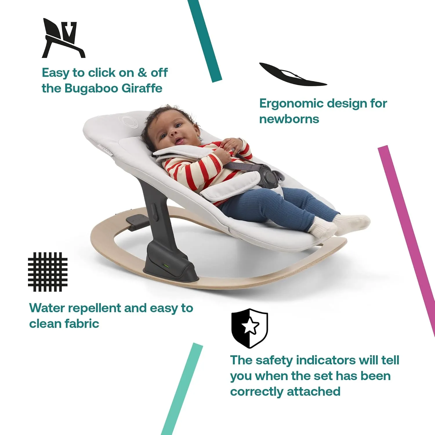 Bugaboo Giraffe Newborn Set for Giraffe High Chair and Rocker, Ergonomic Design, Tornado Grey