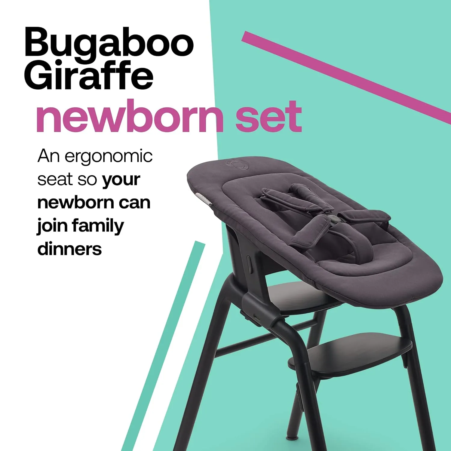 Bugaboo Giraffe Newborn Set for Giraffe High Chair and Rocker, Ergonomic Design, Tornado Grey