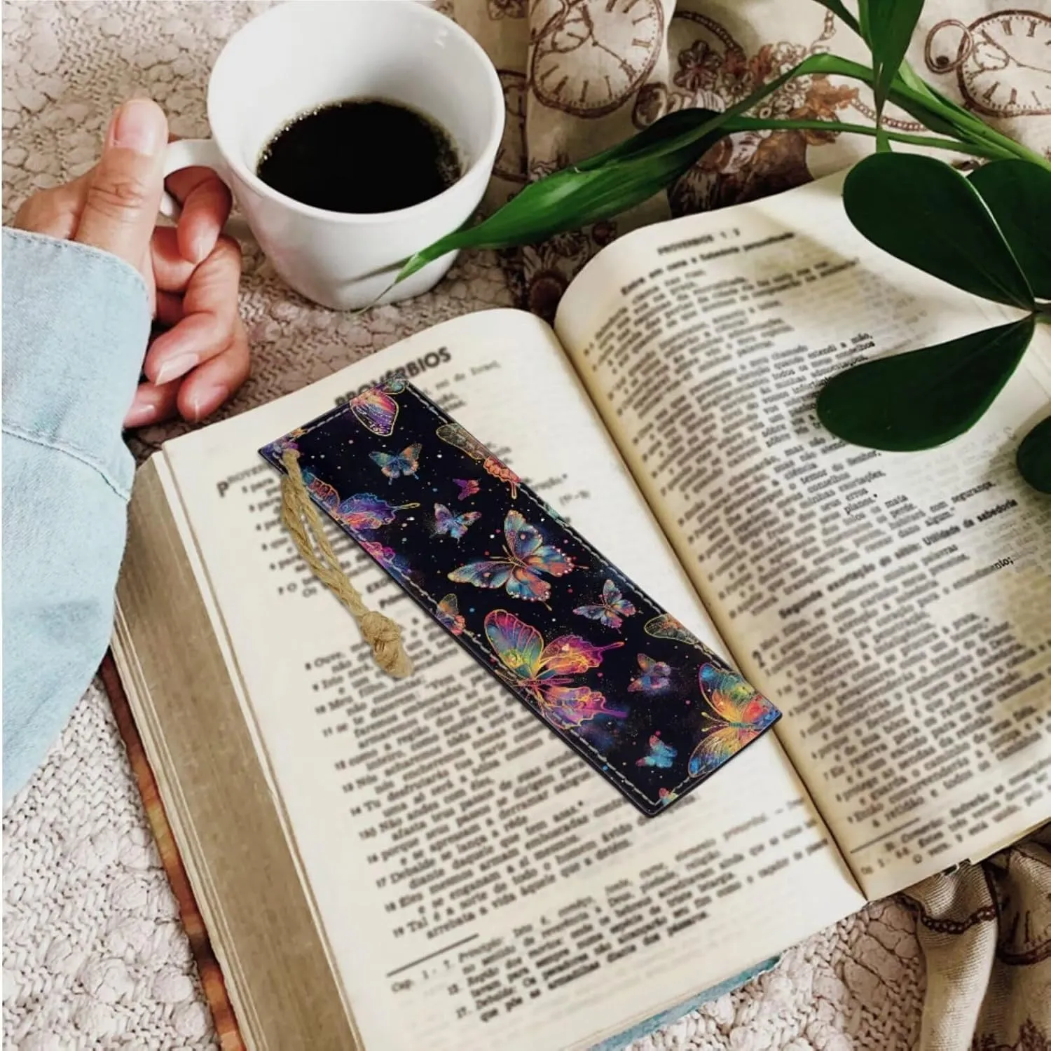 Butterfly Print Bible Case Bible Bag 3 Piece Bible Carrying Case for Women Leather Bookmark Stylish Large Bible Covers