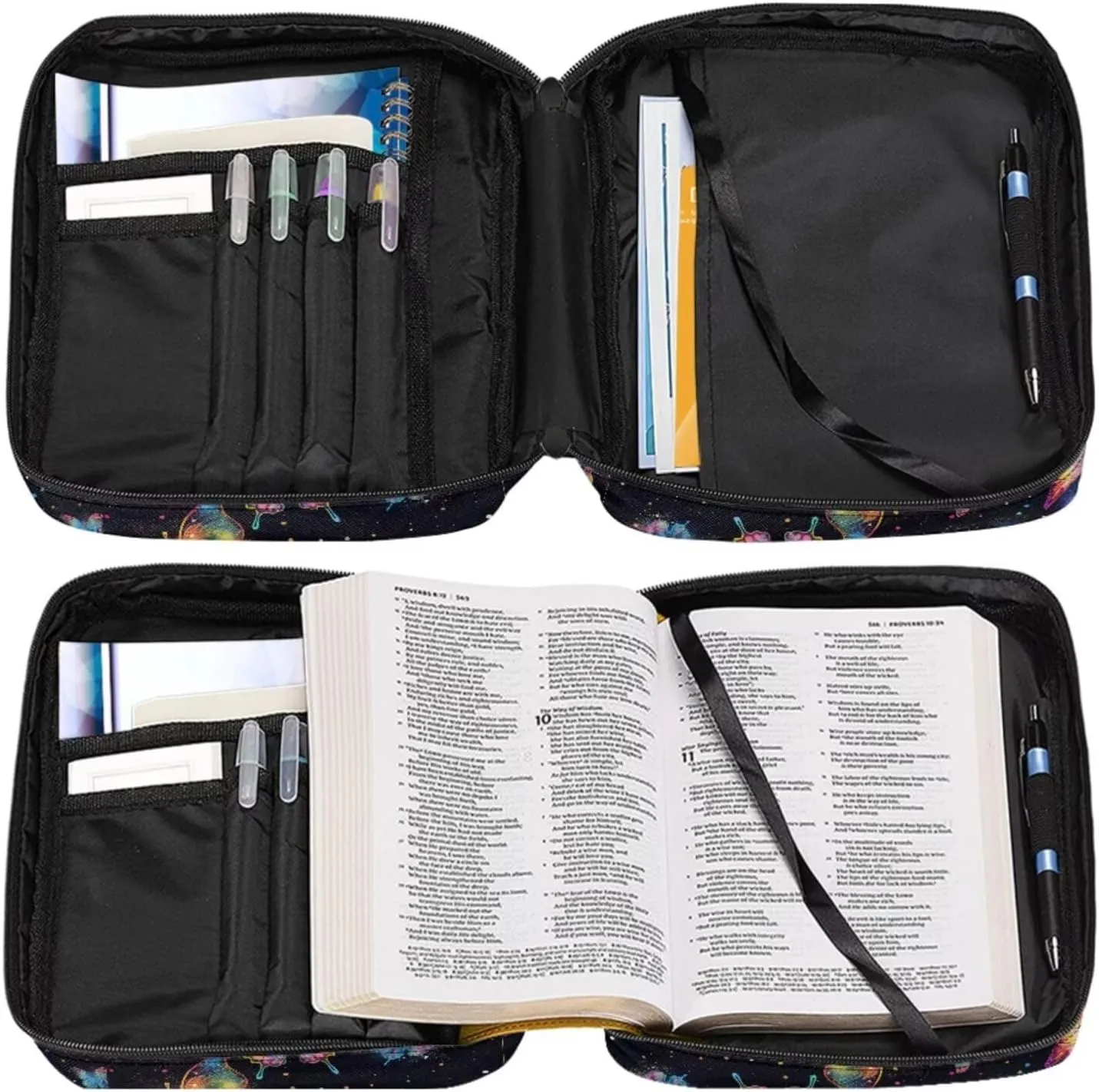 Butterfly Print Bible Case Bible Bag 3 Piece Bible Carrying Case for Women Leather Bookmark Stylish Large Bible Covers