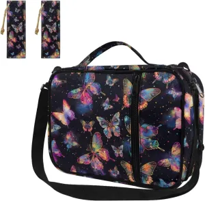 Butterfly Print Bible Case Bible Bag 3 Piece Bible Carrying Case for Women Leather Bookmark Stylish Large Bible Covers