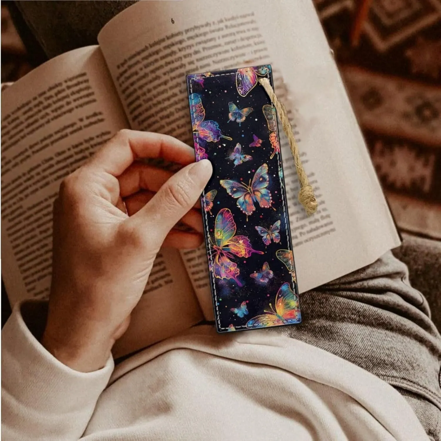 Butterfly Print Bible Case Bible Bag 3 Piece Bible Carrying Case for Women Leather Bookmark Stylish Large Bible Covers