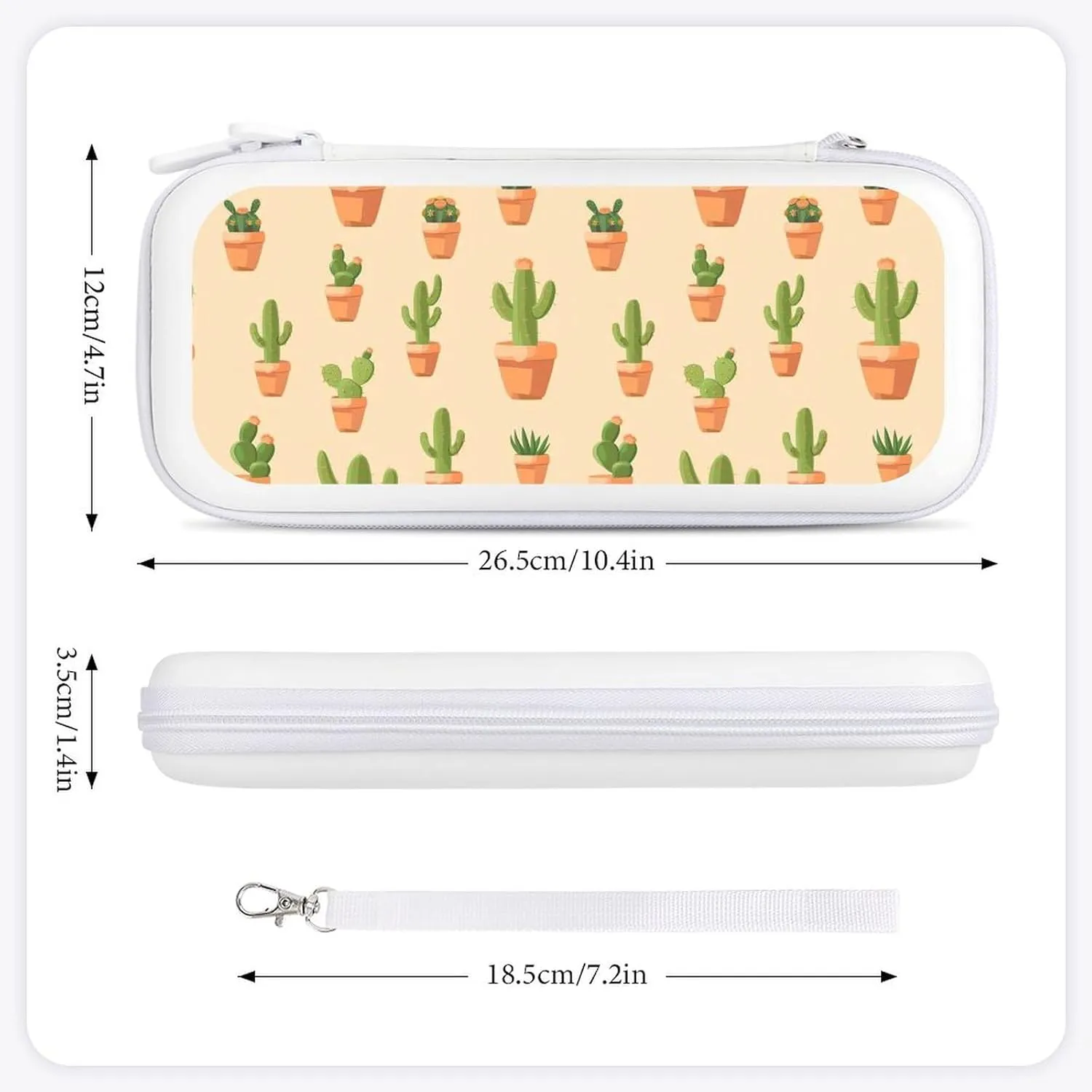 Cactus Tropical Aloe Hard Shell Travel Case with Rope 15 Game Card Pockets Compatible with Switch Protective