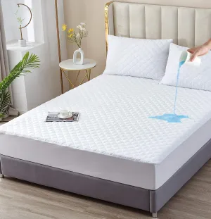 California King Waterproof Mattress Protector, Quilted Cooling Fitted Bed Mattress Cover Pad, 13"-15" Deep Pocket, Soft and Noiseless Machine Washable, Vinyl Free