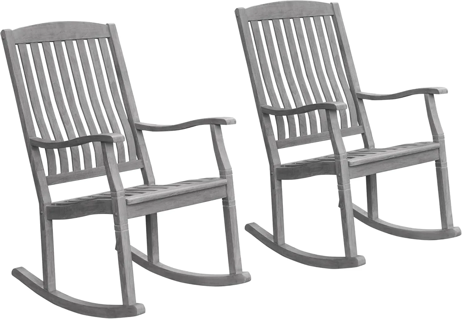 Cambridge Casual Ashford Porch Rocking Chairs Set of 2 – Weathered Teak Wood, Grey – Durable Wooden Rocking Chairs for Patio, Deck, Porch, and Outdoor Spaces – Stylish Outdoor Rockers