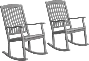 Cambridge Casual Ashford Porch Rocking Chairs Set of 2 – Weathered Teak Wood, Grey – Durable Wooden Rocking Chairs for Patio, Deck, Porch, and Outdoor Spaces – Stylish Outdoor Rockers
