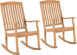 Cambridge Casual Ashford Teak Wood 2 Pieces Outdoor Rocking Chair Set Natural Teak