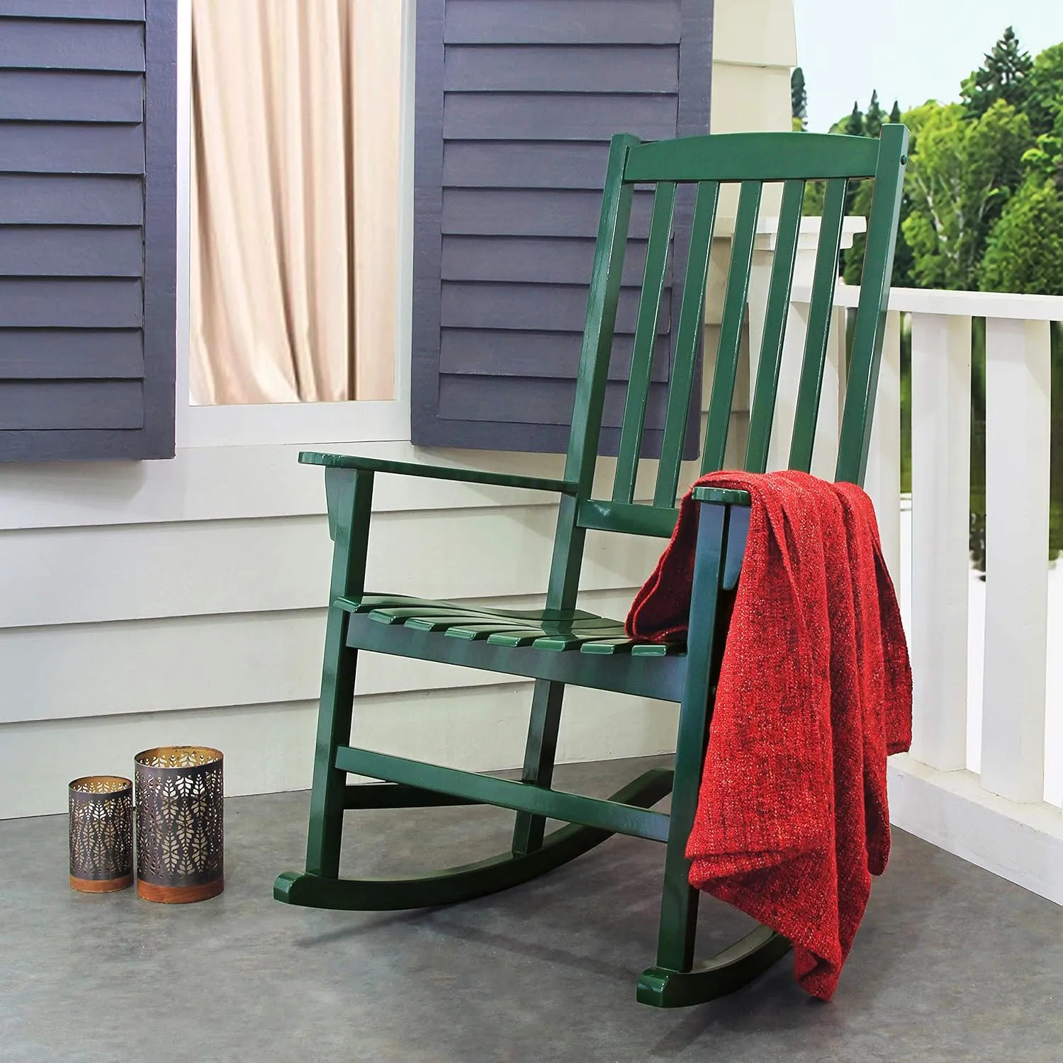 Cambridge Casual Solid Wood Bentley Porch Rocking Chair, Hunter Green