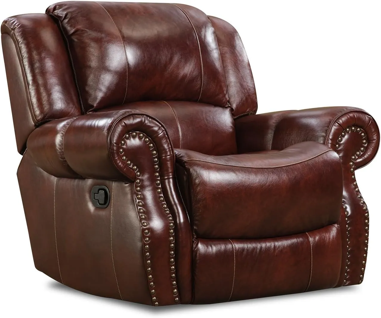 Cambridge Telluride Indoor Rocker Recliner Chair, Space Saving Deep Seating Plush Armchair for Living Room, Family Room, or Man Cave, 100% Genuine Oxblood Leather Indoor Furniture