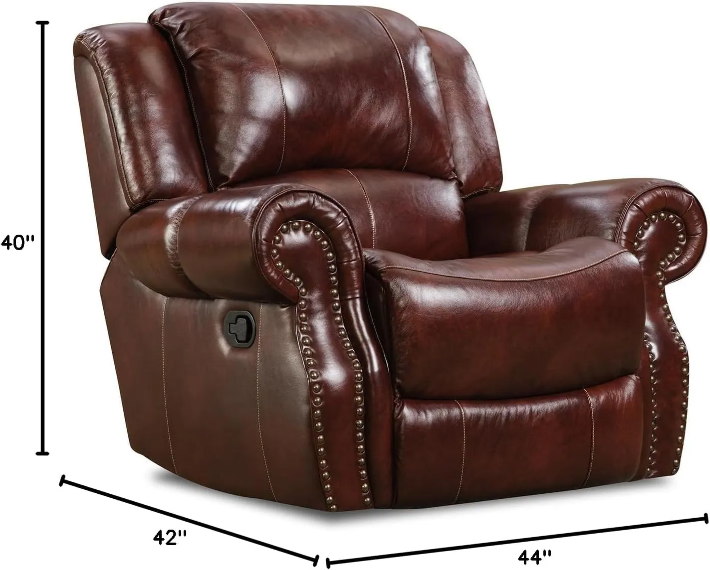 Cambridge Telluride Indoor Rocker Recliner Chair, Space Saving Deep Seating Plush Armchair for Living Room, Family Room, or Man Cave, 100% Genuine Oxblood Leather Indoor Furniture