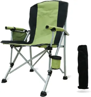 Camping Chair Portable, Folding Rocking Chair with Side Pockets, Cup Holder for Lawn, Fishing, Outdoor Camp Rocker Chairs for Adults Supports 300Lbs