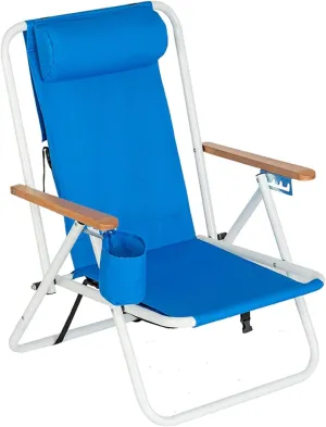 Camping Chair Portable Recliner Folding Chaise Lounge Chair, for Beach, Fishing, Picnics, Hiking(Blue)