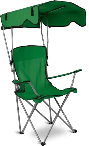 Camping Chair with Canopy, Folding Chairs for Outside, Beach Chair with Canopy Shade, Portable Lawn Chairs with Cup Holders, Heavy Duty Camping Chairs - Support 330 Lbs (Green)