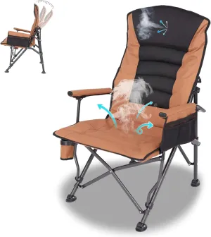 Camping Chairs,Adjustable Backrest Chair,Oversized Lawn Chair Supports 350lbs,Out Door Folding Chairs with Side Pockets and Cup Holder,Ideal for Beach,Fishing,Camping,Patio Relaxation