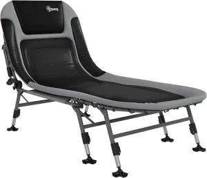 Camping Cot for Adults, Folding Bed with Soft Padded Cushions Headrest, 180° Adjustable Reclining Lounger, Heavy Duty and Portable with a 400 lbs. Capacity, Gray