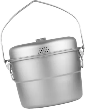 Camping Hanging Pot Titanium Stew Pot 5.5 L Cooking Pot Steaming Pot Camping Pot Outdoor Cookware Soup Pot for Barbecue Beach