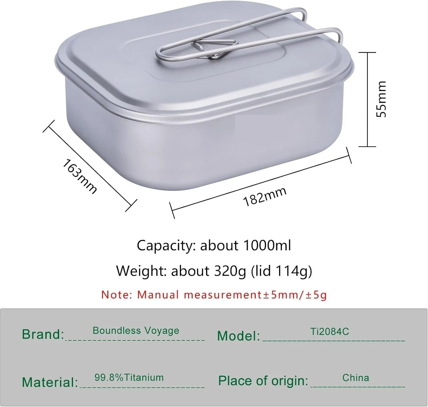 Camping Kitchen Utensil Outdoor Camping Cooker Portable Lunch Box with Lid Folding Handle Frying Pan Square Lunch Box for Outdoor Cooking