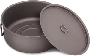 Camping Pot Cookware Portable Titanium Pot with Foldable Handles 3‑5 People Use Cooking Pot for Outdoor Camping Hiking BBQ Cooking