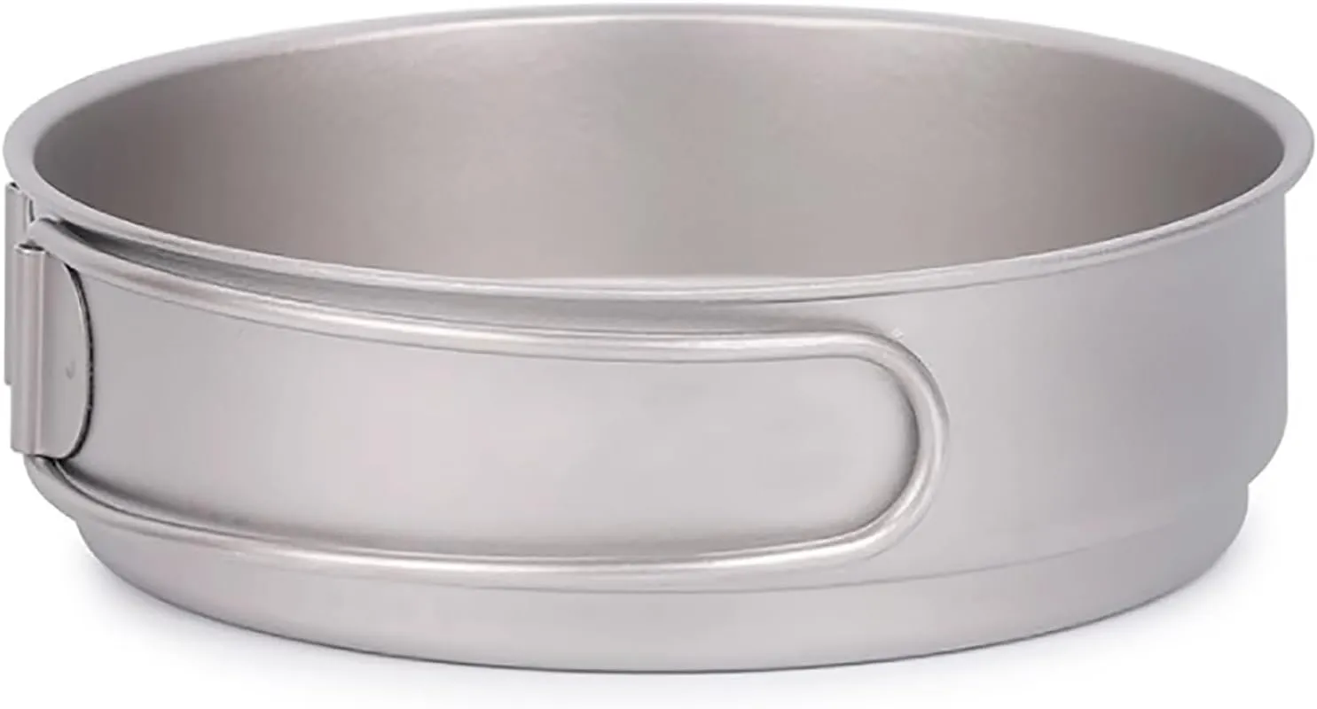 Camping Pot, Titanium Pan Dish Plate, Ultralight Camping Cookware, with Handle, for Outdoors Backpacking Hiking(A,350ml)