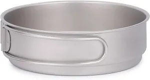 Camping Pot, Titanium Pan Dish Plate, Ultralight Camping Cookware, with Handle, for Outdoors Backpacking Hiking(A,350ml)
