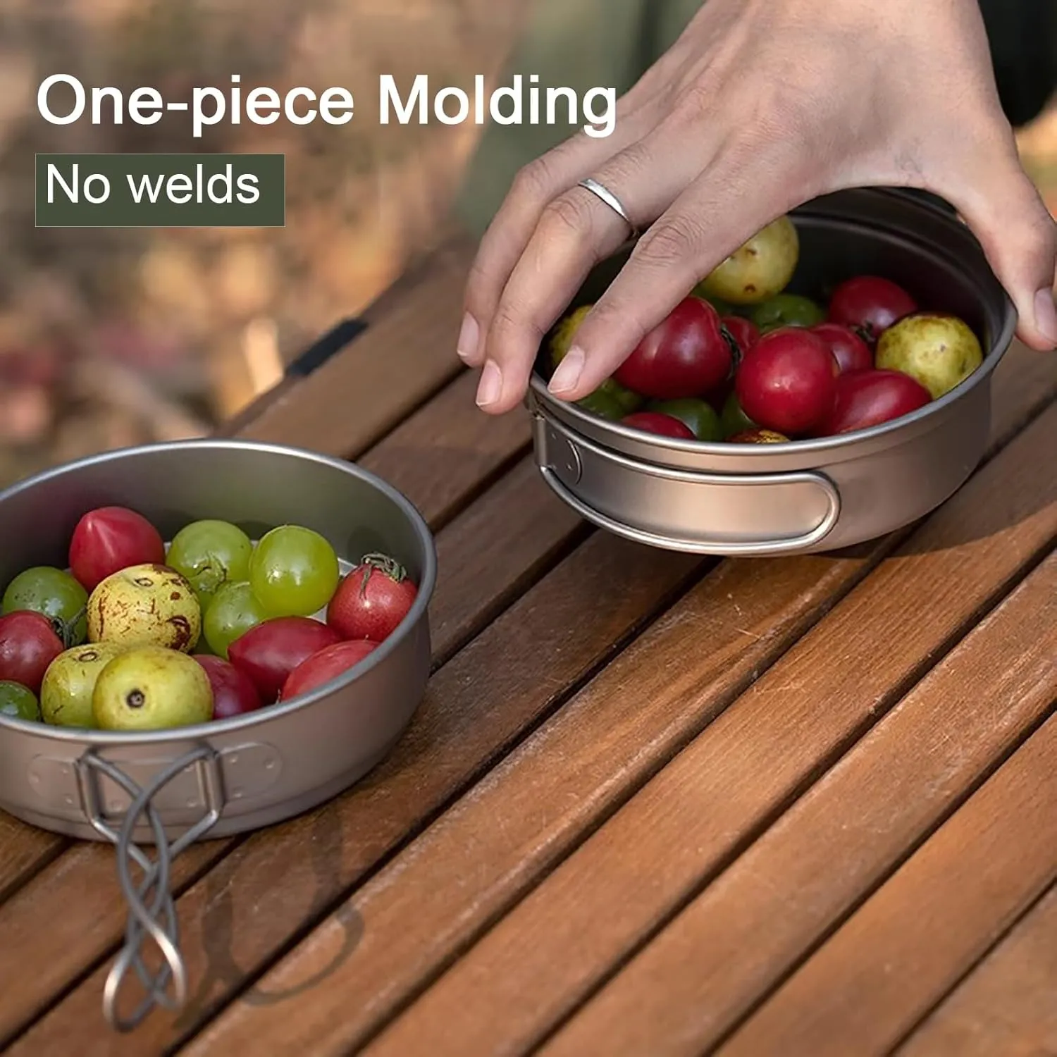 Camping Pot, Titanium Pan Dish Plate, Ultralight Camping Cookware, with Handle, for Outdoors Backpacking Hiking(B,500ml)