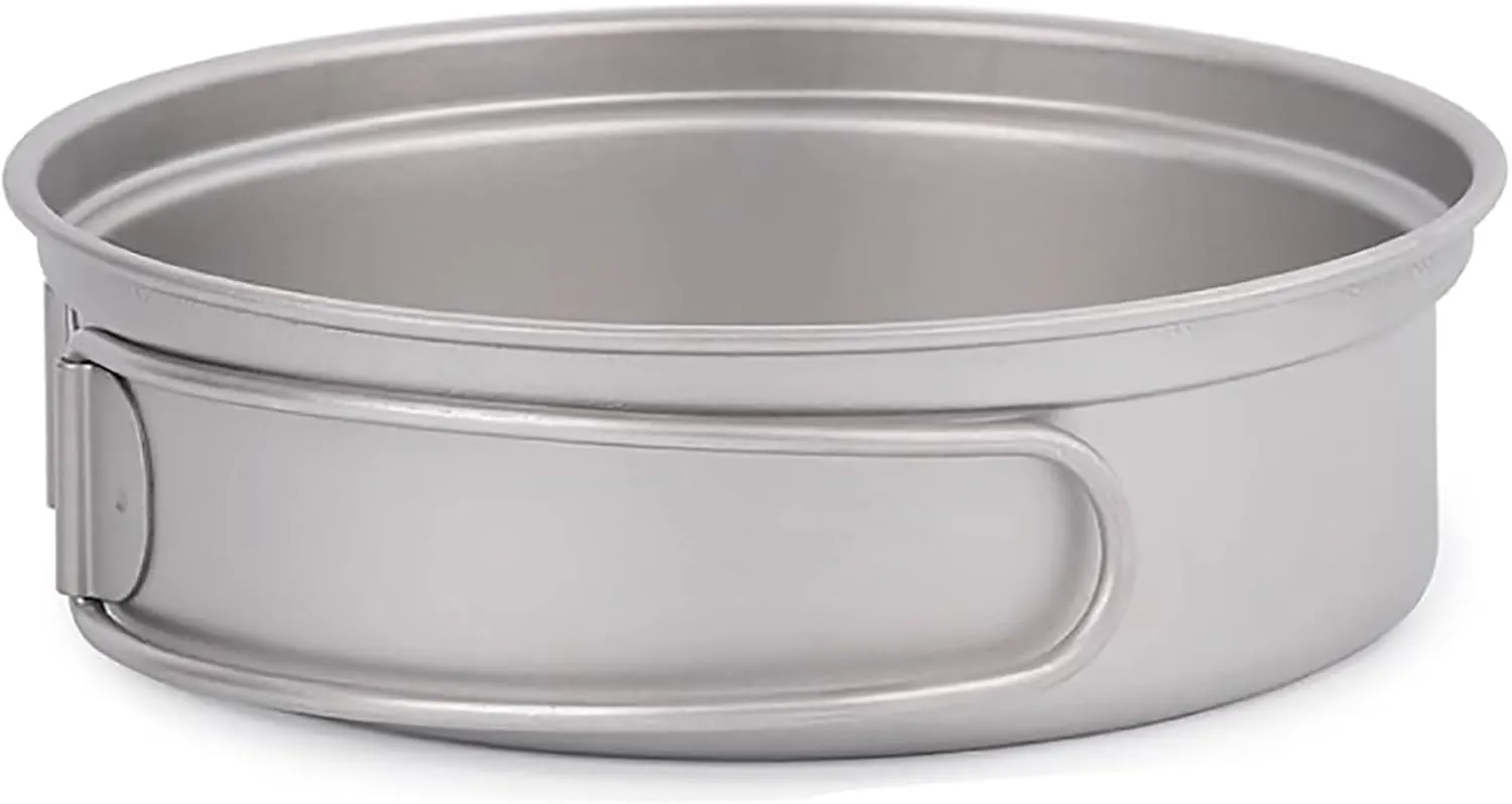 Camping Pot, Titanium Pan Dish Plate, Ultralight Camping Cookware, with Handle, for Outdoors Backpacking Hiking(B,500ml)