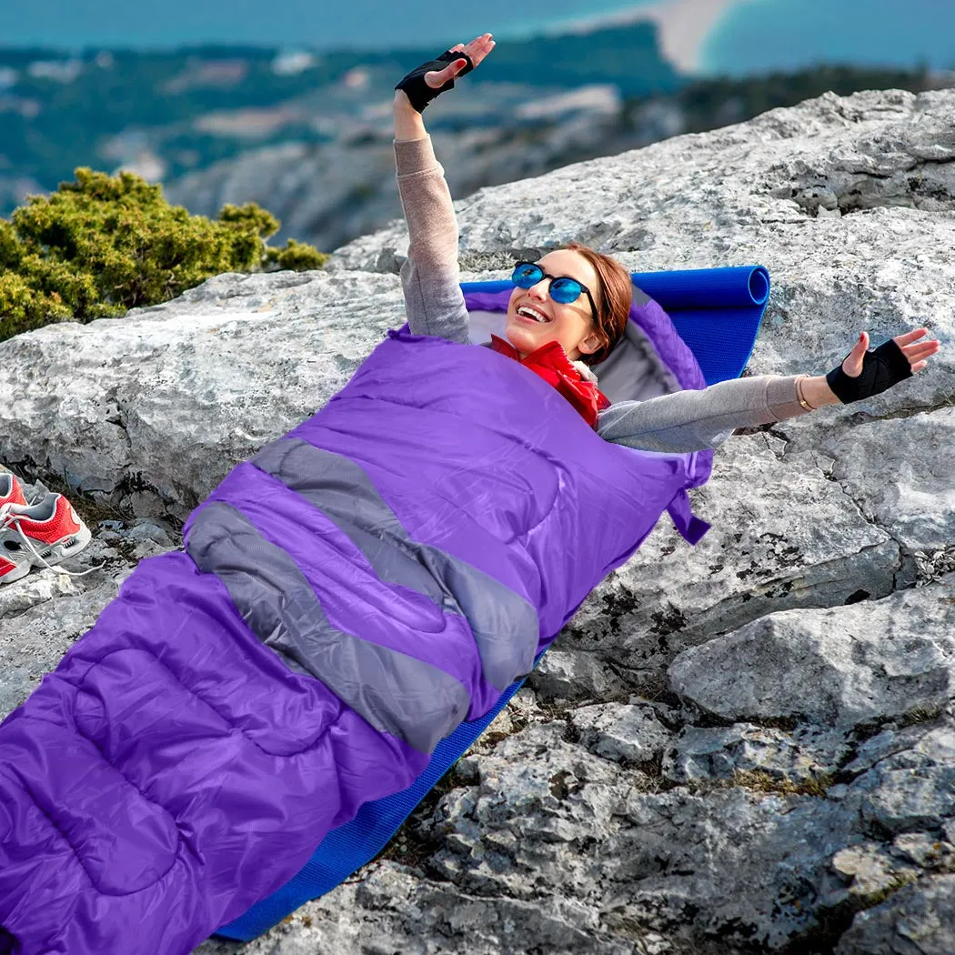 Camping Sleeping Bag -20°C, Thermal Envelope for Hiking, Purple