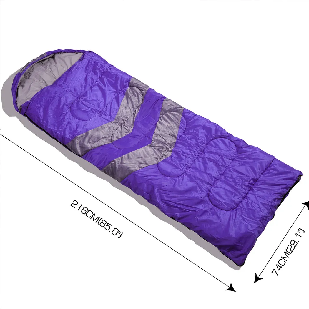 Camping Sleeping Bag -20°C, Thermal Envelope for Hiking, Purple