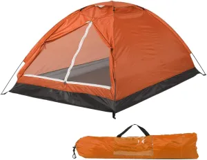 Camping Tent 2 Person, Waterproof Windproof Tent Portable Dome Tents with Dual-layer Door and Fiberglass Poles for Outdoor Camping Backpacking(Orange)