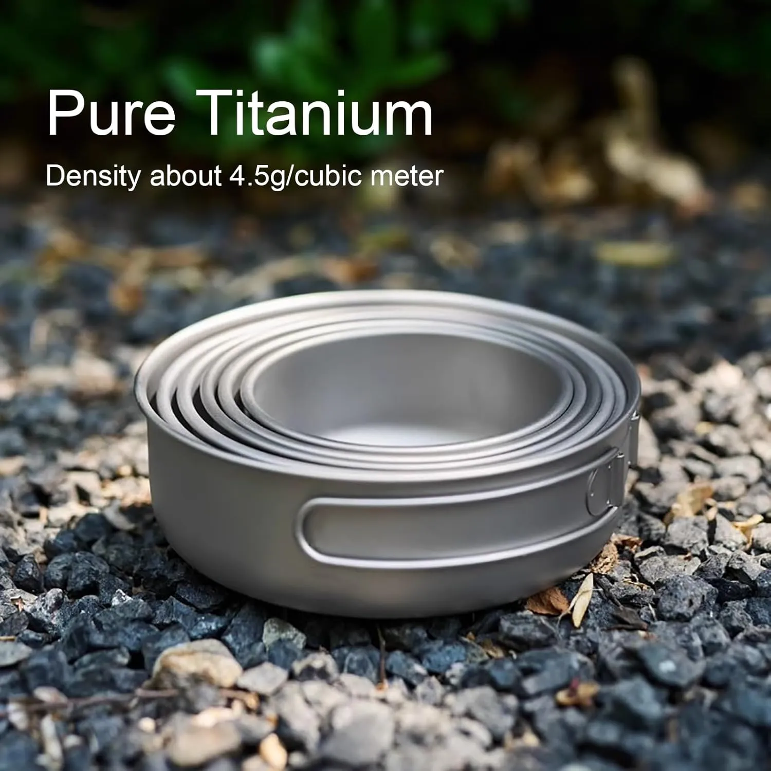 Camping Titanium Pot Outdoor Cookware Cooking Pan Pot with Folding-Handle Outdoor Camp Cookware Pot Camping Mess for 2