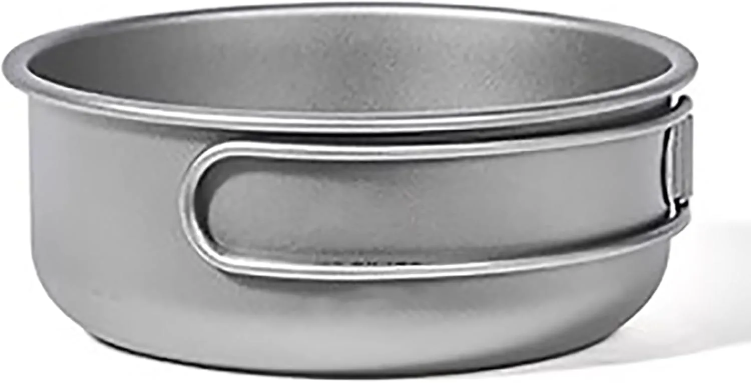 Camping Titanium Pot Outdoor Cookware Cooking Pan Pot with Folding-Handle Outdoor Camp Cookware Pot Camping Mess for 2