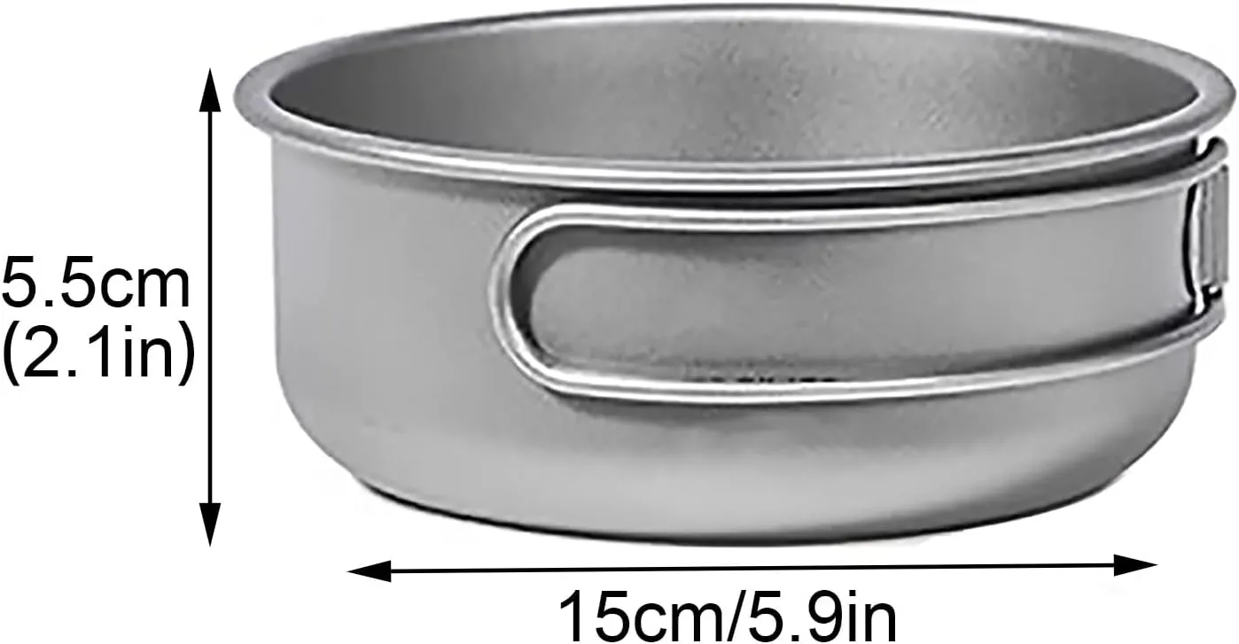 Camping Titanium Pot Outdoor Cookware Cooking Pan Pot with Folding-Handle Outdoor Camp Cookware Pot Camping Mess for 2