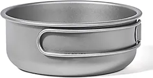 Camping Titanium Pot Outdoor Cookware Cooking Pan Pot with Folding-Handle Outdoor Camp Cookware Pot Camping Mess for 2