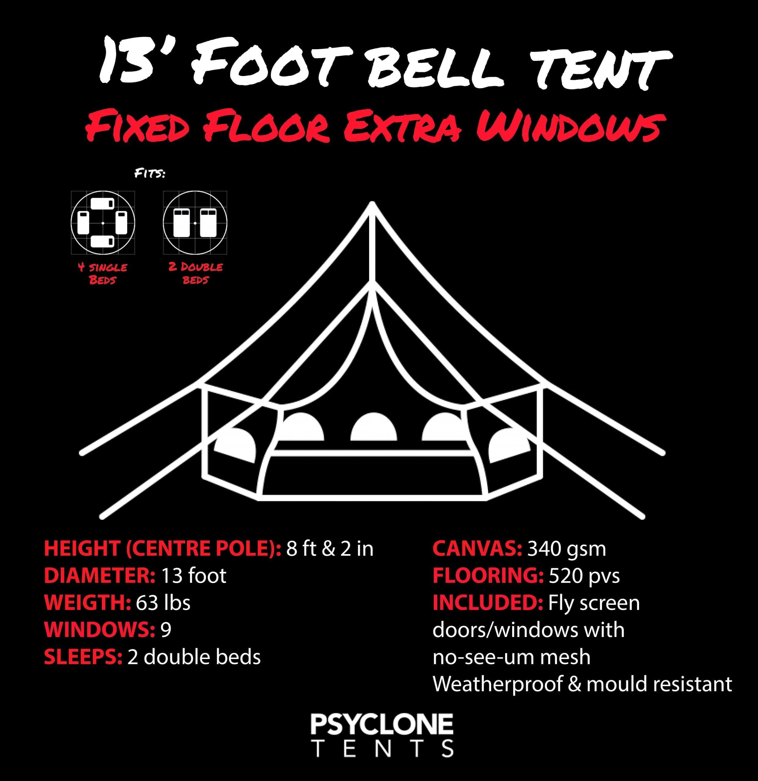 Canvas Bell Tent 13' (4 Meter)