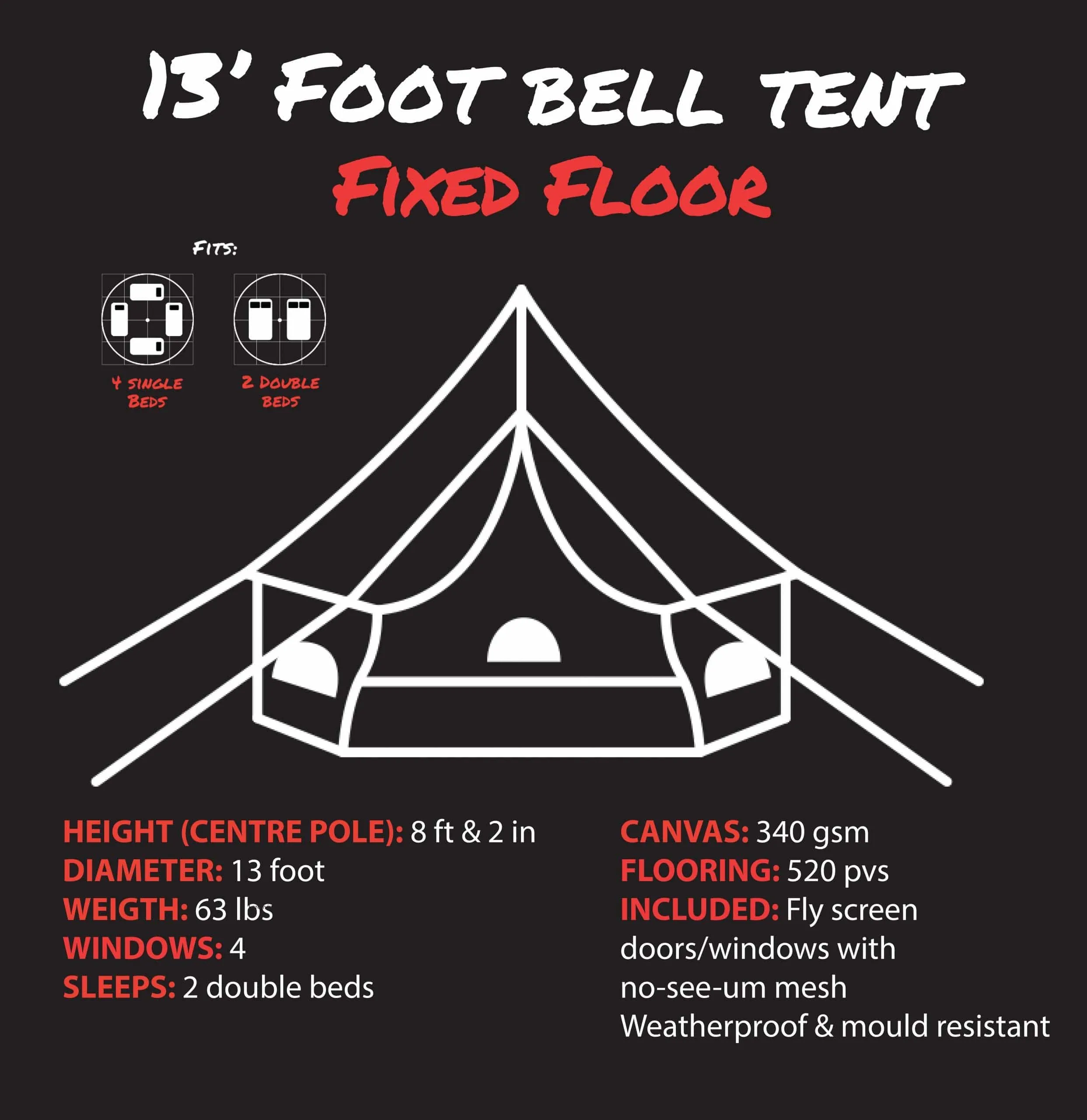 Canvas Bell Tent 13' (4 Meter)