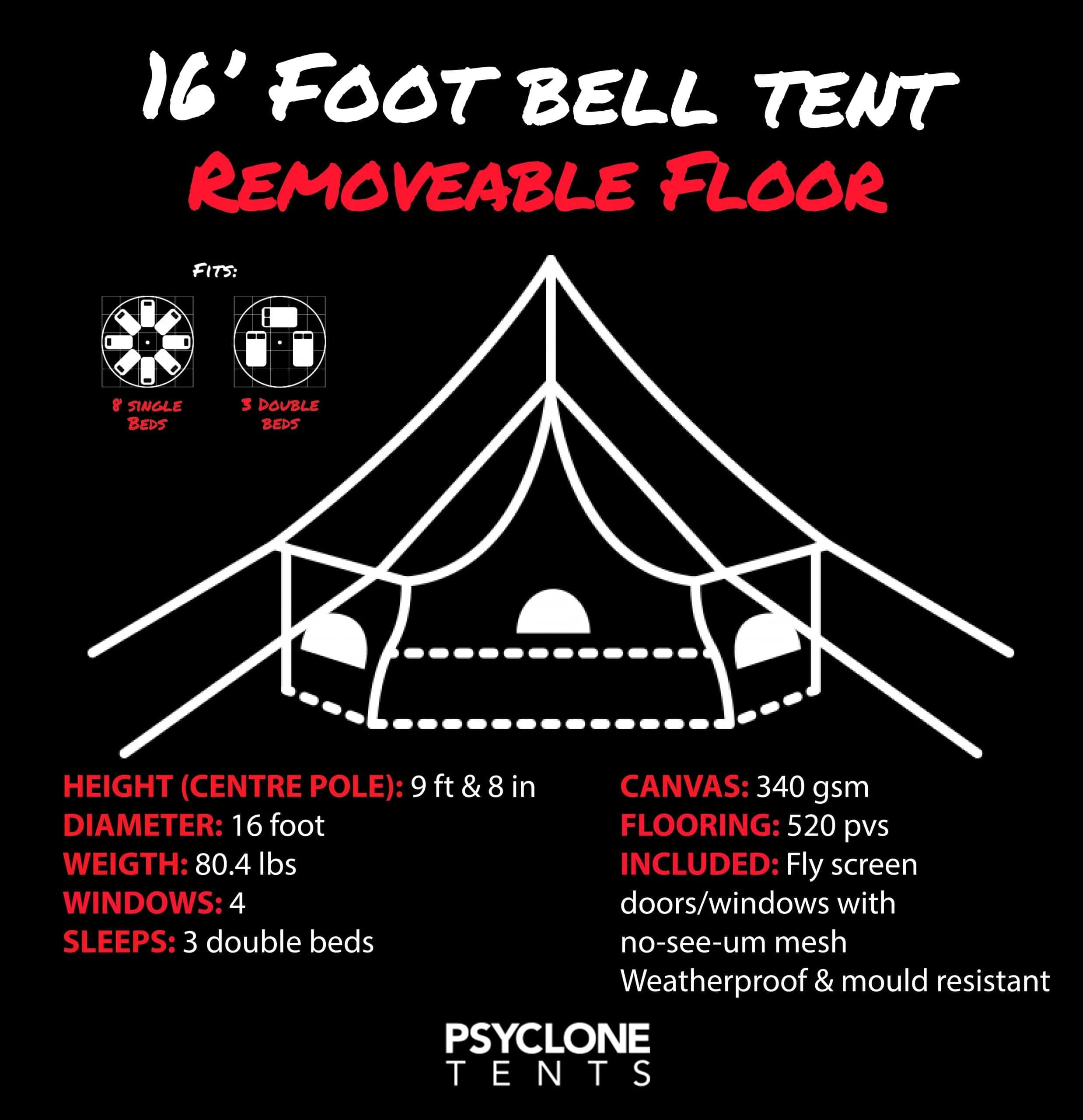 Canvas Bell Tent 16' (5 Meter)