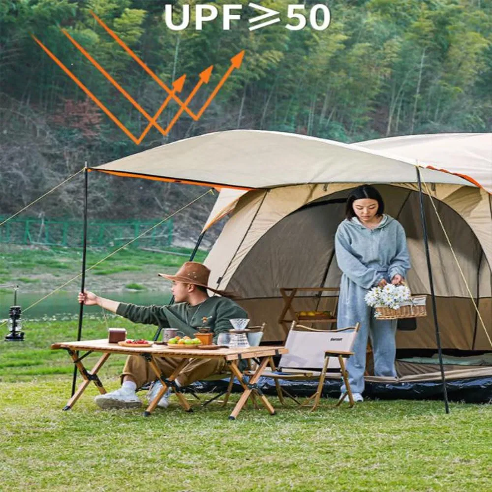 Canvas Bell Tent, Waterproof Breathable Wall Tent, Glamping Tent, Detachable Groundsheet for Camping Party,Outdoor Wind and Rain Resistant (Coffee B)
