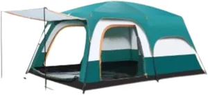 Canvas Bell Tent, Waterproof Breathable Wall Tent, Glamping Tent, Detachable Groundsheet for Camping Party,Outdoor Wind and Rain Resistant (Green C)